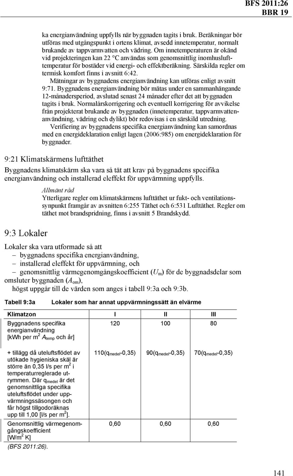 Särskilda regler om termisk komfort finns i avsnitt 6:42. Mätningar av byggnadens energianvändning kan utföras enligt avsnitt 9:71.