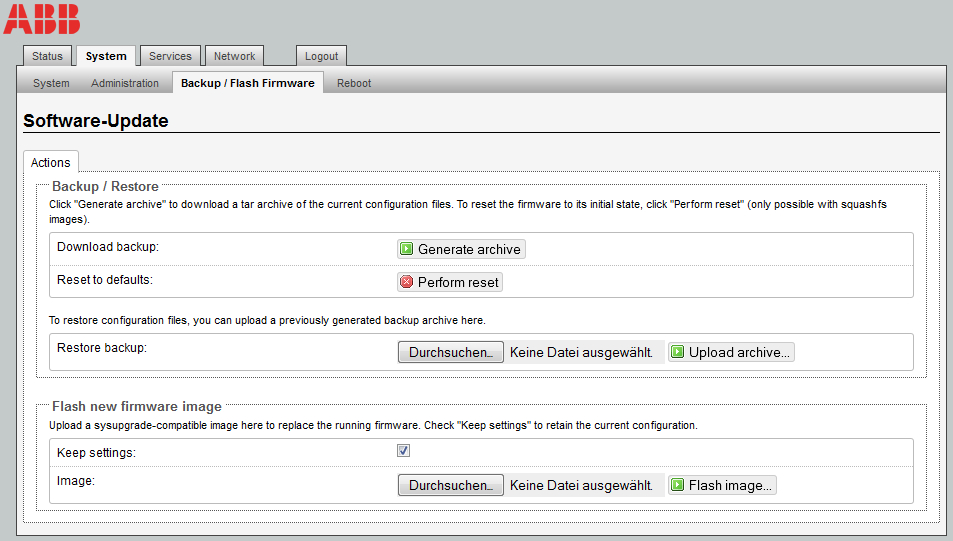 Ibruktagning 9.8 Konfiguration System Säkringar/uppdateringar 9.8.1 System Backup/mjukvaruuppdatering Bild 31: Som en säkerhet kan du spara dina individuella inställningar på en dator eller så kan du göra en återställning till leveranstillståndet.