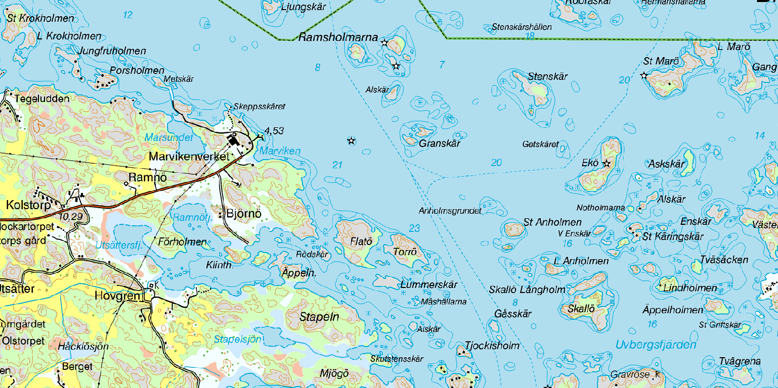 Vindpark Marviken MKB bilaga C11 Landskapsanalys Figur 2. Landskapselement i omgivningen till Marviken.