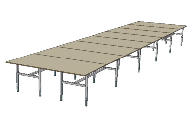 sänkbara packbord, monteringsbord eller läggbord i olika längder bredder och vinklar. Alla bord oavsett storlek och vinkel kan utrustas med Bloms kompletta sortiment av tillbehör.