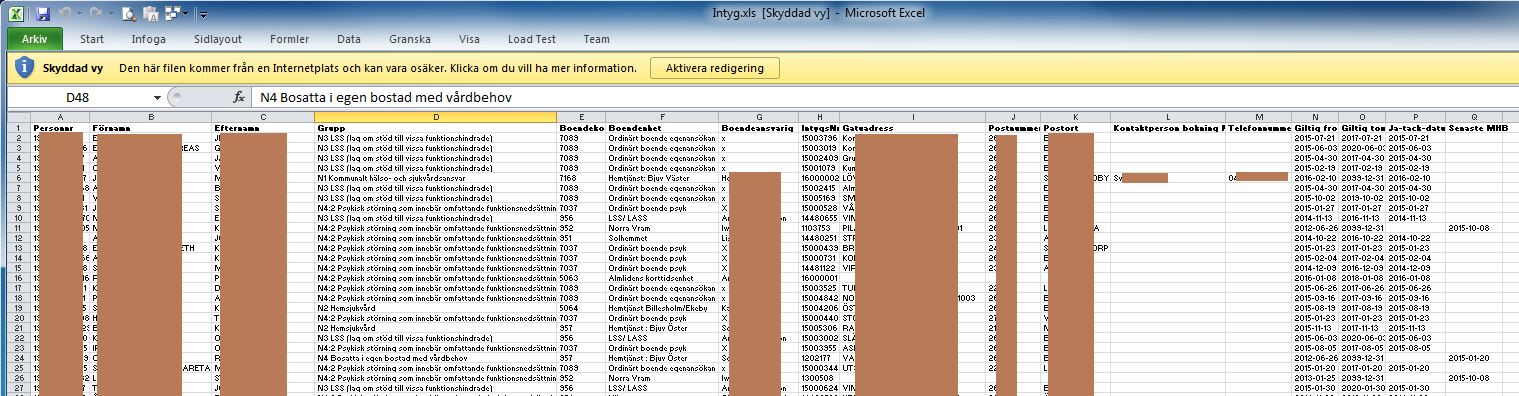 10 (11) 3.1 Exportera till Excel Det är möjligt att exportera det framsökta resultatet till Excel.