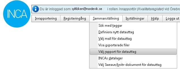 I exemplet nedan har vi markerat 20 senaste patienternas indikatorer (Från ECT-registret, PsykosRs indikatorer är inte helt klara vid skrivande stund). Klicka sedan på Ladda mall.