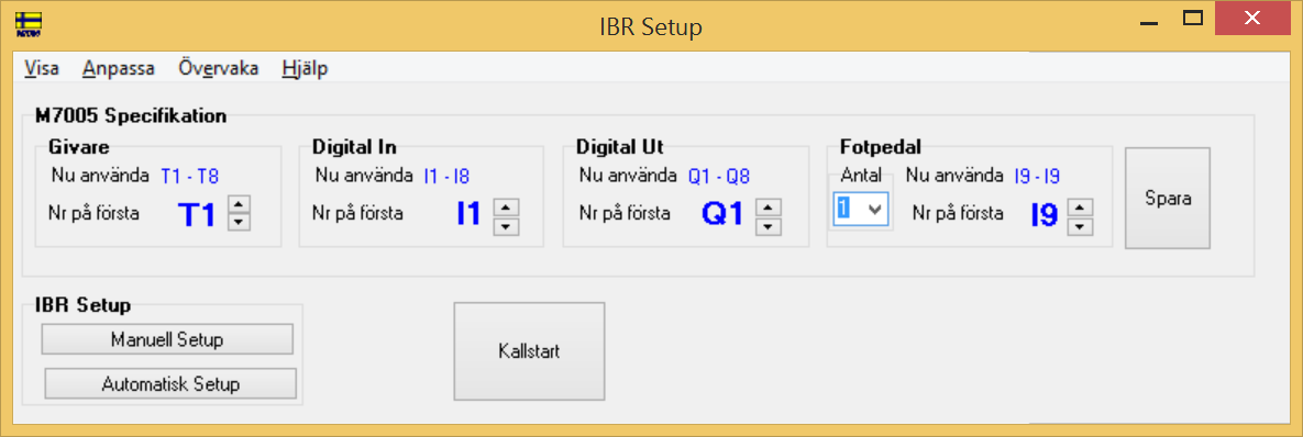 4. IBR Setup fönstret Figur 4.1 Rullgardinsmenyn Visa Figur 4.