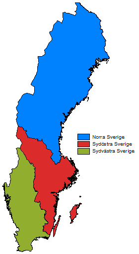 Diagram 2.8. Tidsutvecklingen för nedfall av svavel vid tre platser i olika delar av Sverige; Arkelstorp i Skåne ( ), Södra Averstad i Värmland ( ) och Ammarnäs i Västerbotten ( ) (IVL, 2013).