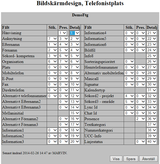 6 Bildskärmsdesign På dessa sidor bestämmer Du hur bildskärmen ska se ut i telefonistplatsen och telefonistöd. 6.1 Telefonistplats.