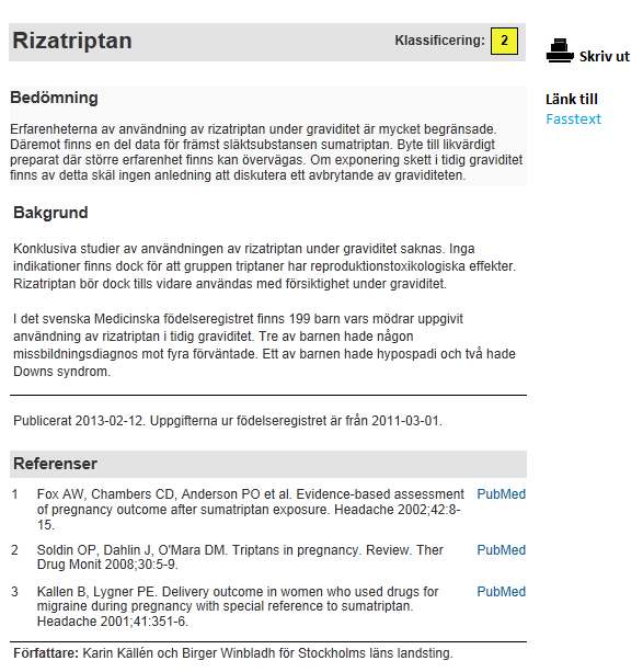 E-hälsa och Bilaga 4 Visning av fullständig text i Läkemedel och fosterpåverkan, schematisk illustration Rubrik till substanstexten (dokumentrubrik), ska även