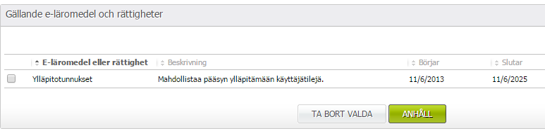 Manual 15 (18) 4.2 Lägg till produkter till en användare Gå till fliken Användare. Sök fram de användare som du vill ge materialanvändarrättigheter till. Markera namnraden genom att klicka på den.