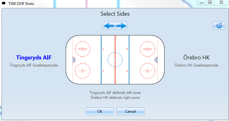 4 Välj Sida 4.1 Info Om lagen spelar på fel sida gentemot vart datorn står så kan du ändra i början av matchen vilken sida i klienten lagen ska ha. 4.2 Ändra lagsida 1. Tryck på knappen Select sides.