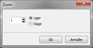 ZOOM FUNKTION (VERSION 6.20.59.405) Används zoom funktionen som har blivit utvecklat, kan man välja att zooma per veckor eller dagar.