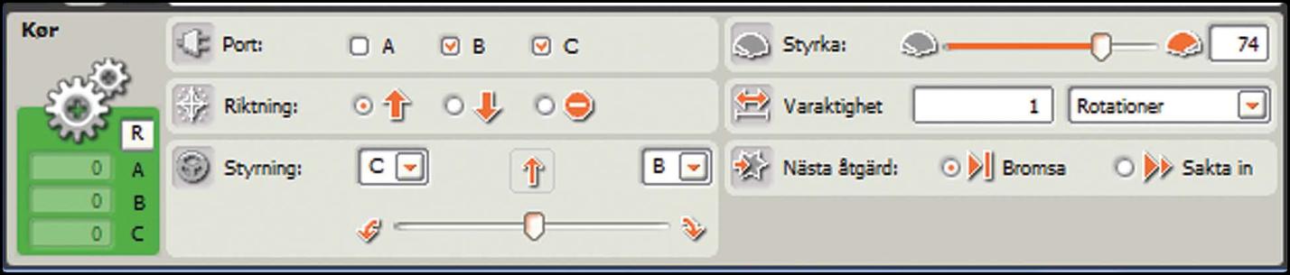Programvara Inställningspanelen Varje programmeringsikon har en inställningspanel där du kan justera inställningarna för den valda ikonen.
