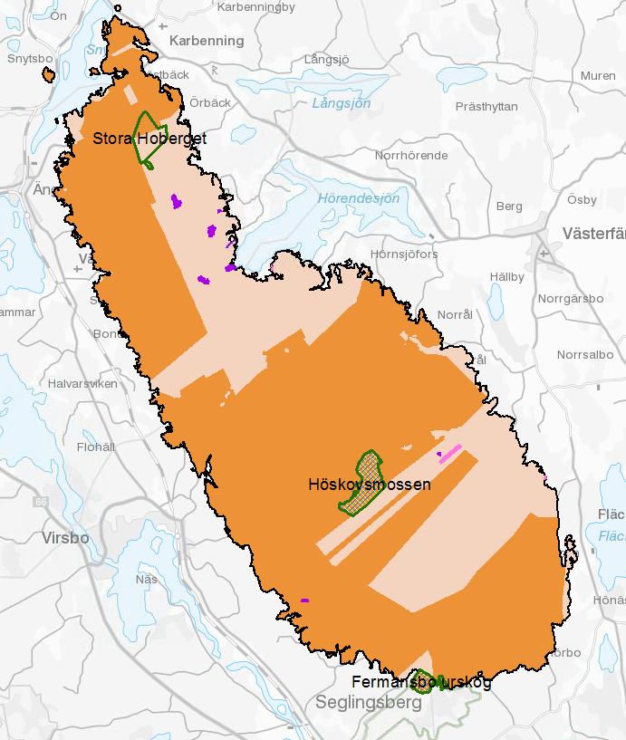 Arealer skyddad skog innan branden Naturreservat Stora Hoberget: 86 hektar Höskovsmossen: 112 hektar Fermansbo urskog: 354 hektar varav ca 45 hektar inom brandområdet Biotopskydd 8