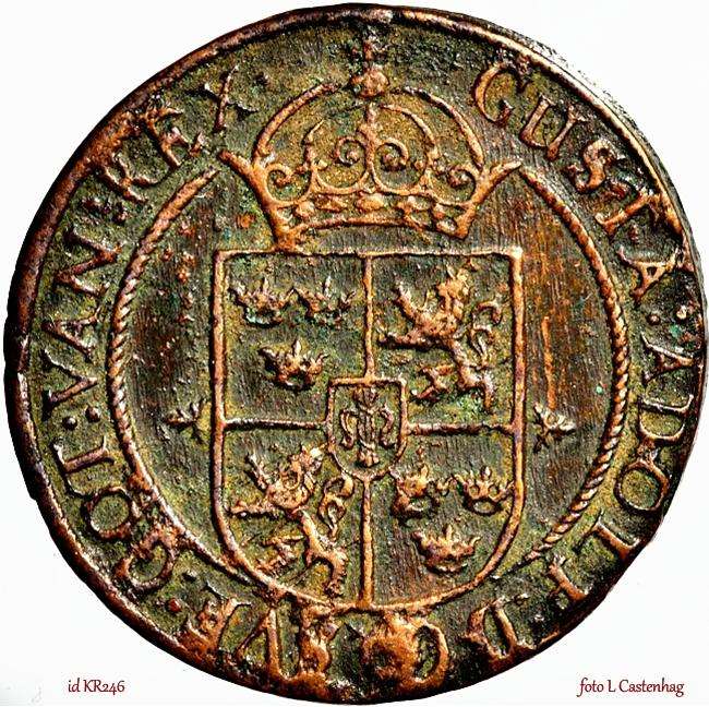 SWEDEN. Gustav II Adolf den store (the Great). 1611 1632. CU Kreuzer (36mm, 21.79 g, 12h). Struck for use in Germany. Säter or Nyköping mint. Dated 1632 in Roman numerals.