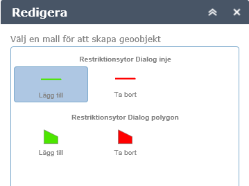 Redigera Genom att klicka på den här knappen kommer du i redigeringsläge. Stänger du ner verktyget genom att klicka på krysset i redigeringsfönstret stängs redigeringsfunktionen av.