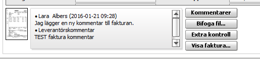 För att lägga till en ny kommentar på fakturan skriv i fältet Ange kommentar, se nedan.