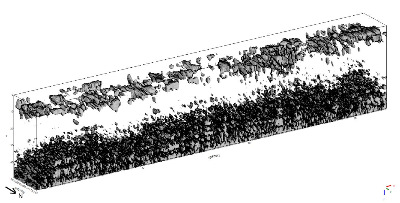 Fig. 33. Djupet är här 2.08 m. Bilderna i fig. 27-30 visar inte något som kan tolkas som en mur vid x=26 m.