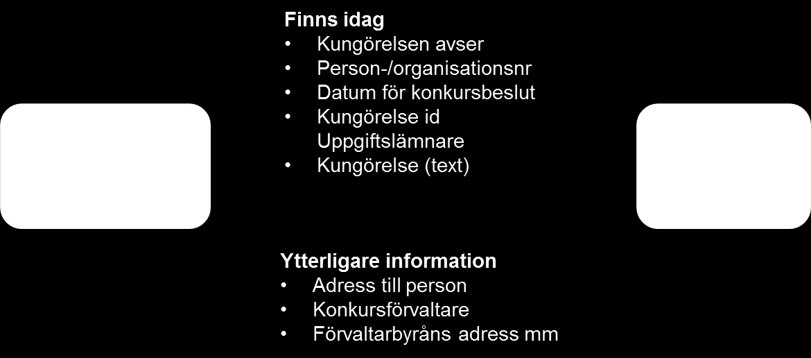 17(53) Koncept - Bastjänst för konkursinformation Det är önskvärt att all information som ska ingå i bastjänsten finns som metadata.