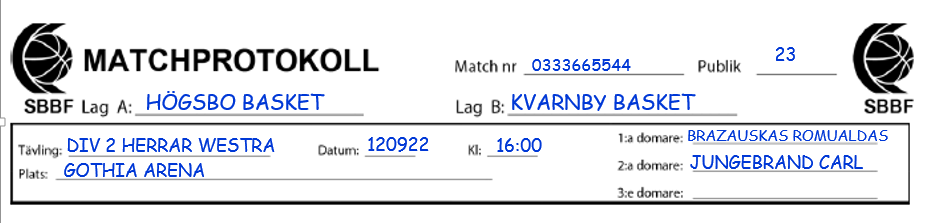 Efter varje period skall man skriva periodresultat, dvs. hur många poäng ett lag gjorde i den aktuella perioden.