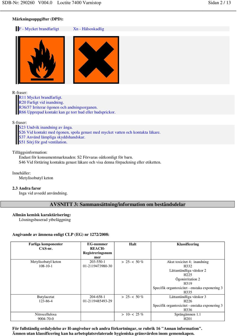 S26 Vid kontakt med ögonen, spola genast med mycket vatten och kontakta läkare. S37 Använd lämpliga skyddshandskar. S51 Sörj för god ventilation.