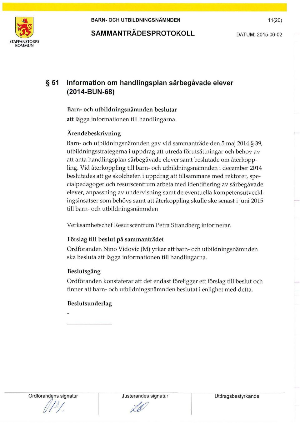om återkoppling.