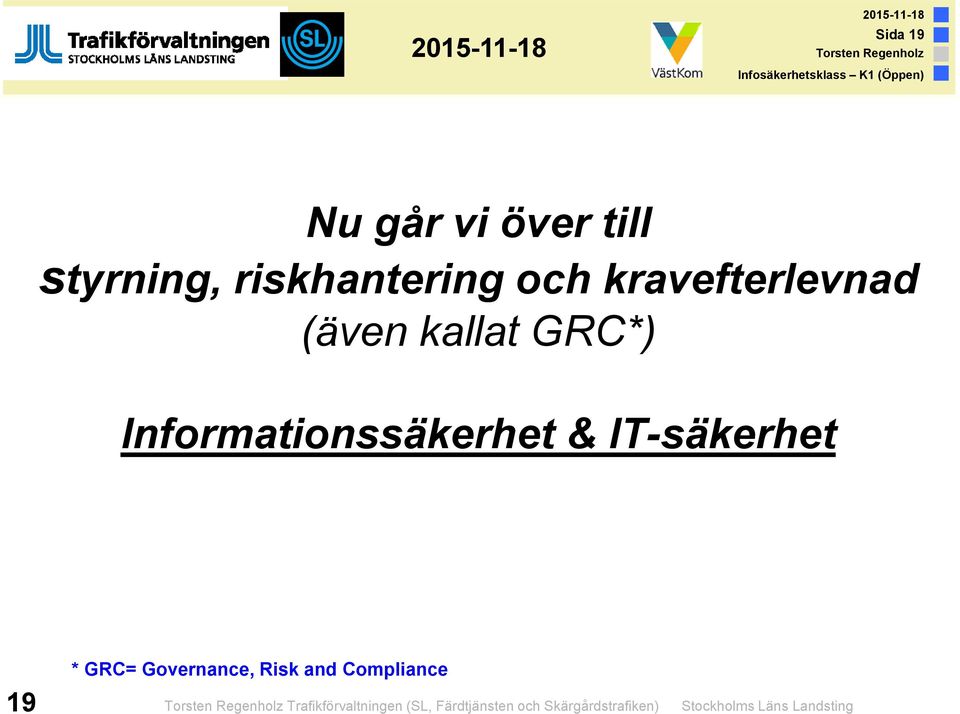 IT-säkerhet * GRC= Governance, Risk and Compliance 19