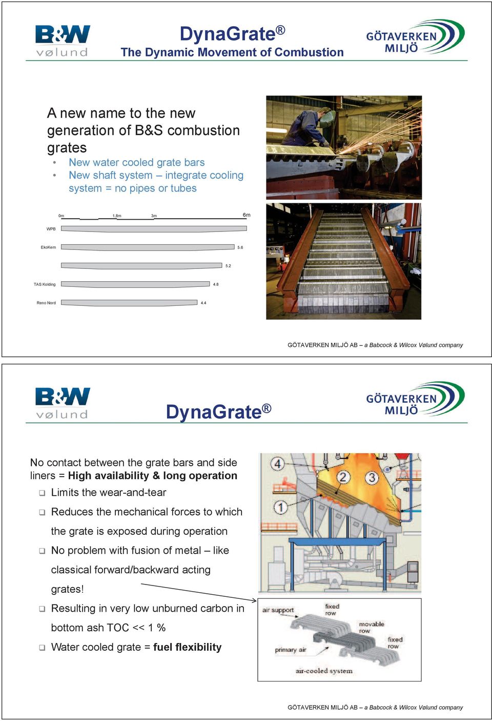 4 DynaGrate No contact between the grate bars and side liners = High availability & long operation Limits the wear-and-tear Reduces the mechanical forces to
