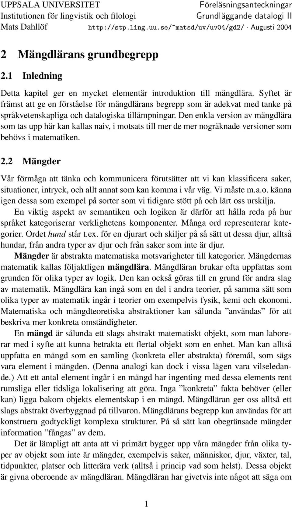 2 Mängdlärans grundbegrepp - PDF Gratis nedladdning