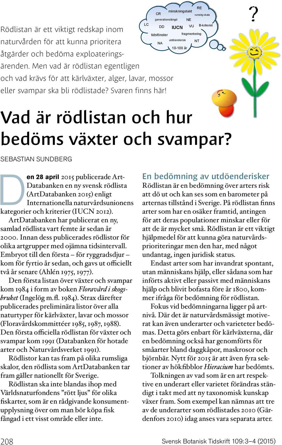 RE rumslig skala generationslängd NE LC DD IUCN VU B-kriteriet tidsfönster fragmentering NA utdöenderisk NT 10-100 år Vad är rödlistan och hur bedöms växter och svampar?