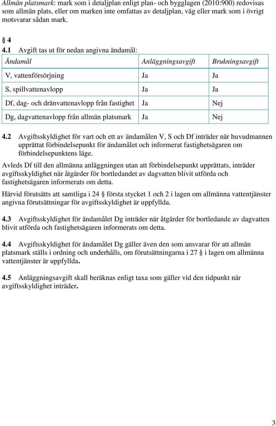 dagvattenavlopp från allmän platsmark Ja Nej 4.