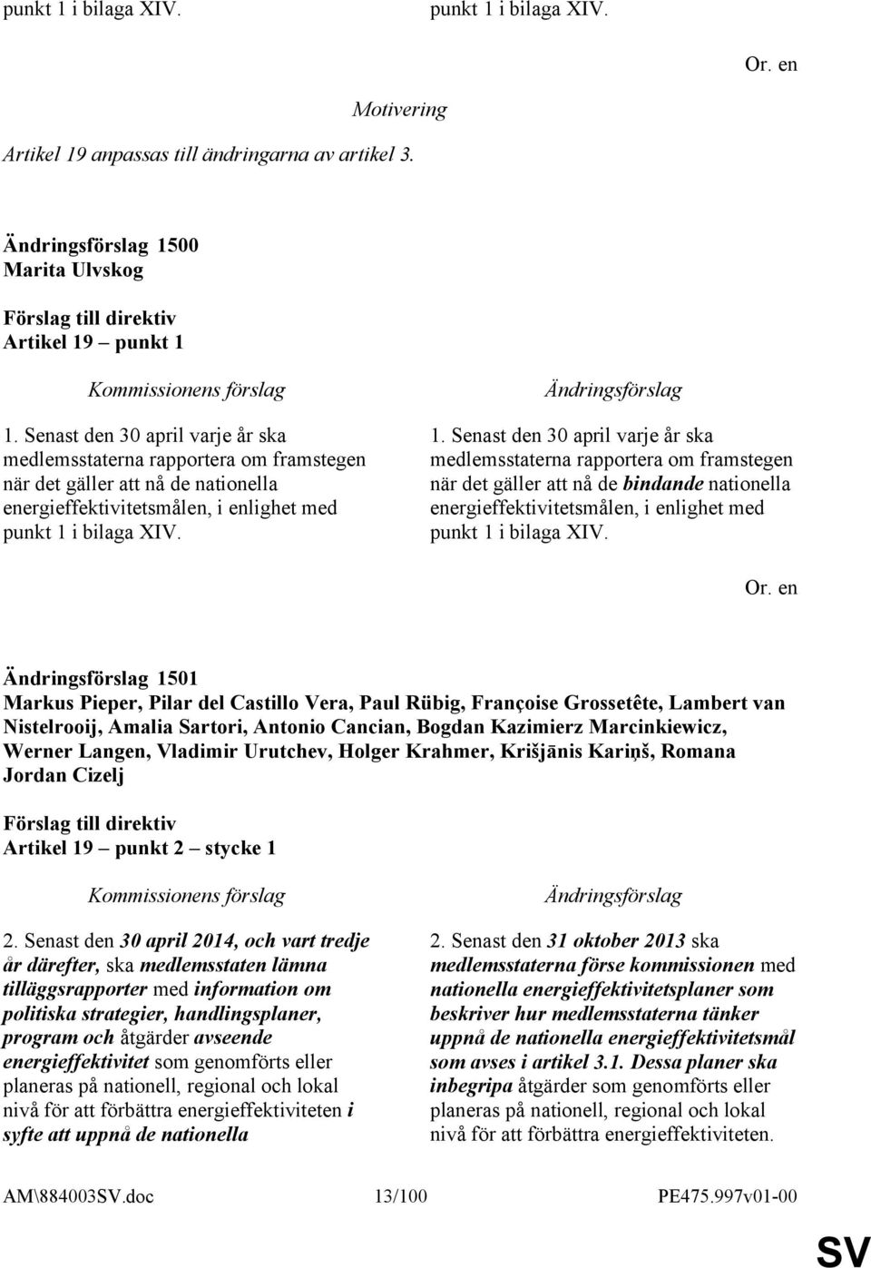 i bilaga XIV. 1. Senast den 30 april varje år ska medlemsstaterna rapportera om framstegen när det gäller att nå de bindande nationella energieffektivitetsmålen, i enlighet med punkt 1 i bilaga XIV.