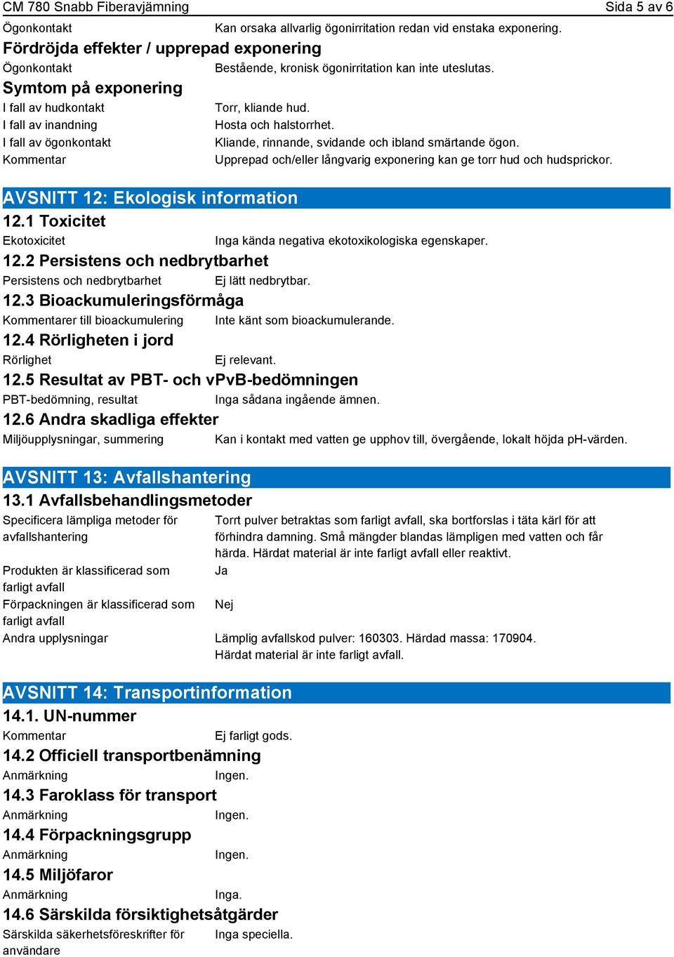 I fall av inandning I fall av ögonkontakt Kommentar Hosta och halstorrhet. Kliande, rinnande, svidande och ibland smärtande ögon.