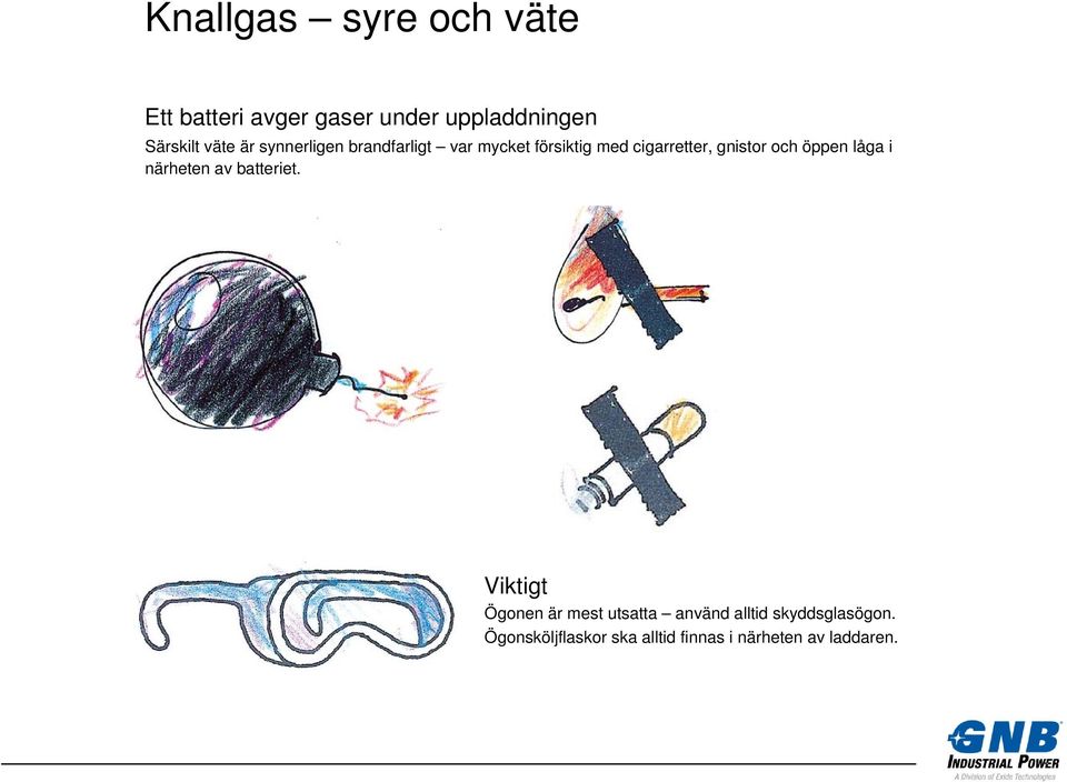 och öppen låga i närheten av batteriet.