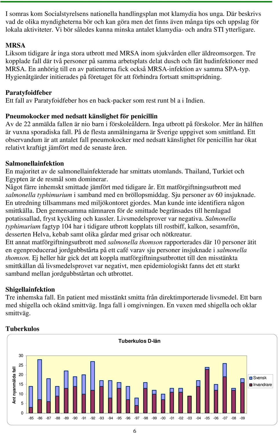 Tre kopplade fall där två personer på samma arbetsplats delat dusch och fått hudinfektioner med MRSA. En anhörig till en av patienterna fick också MRSA-infektion av samma SPA-typ.