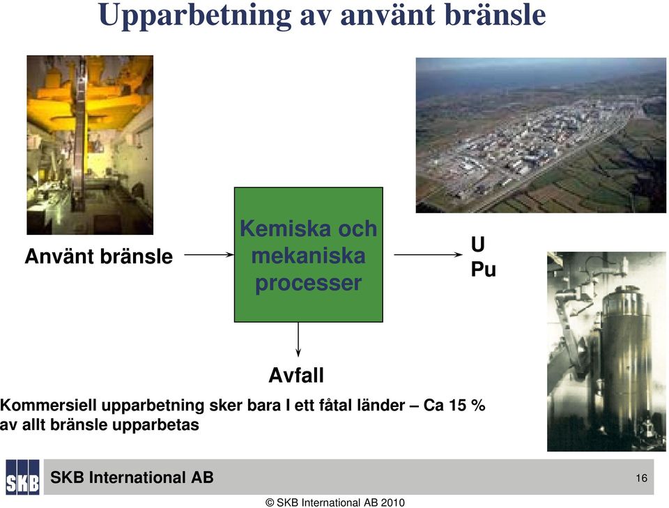 Kommersiell upparbetning sker bara I ett fåtal