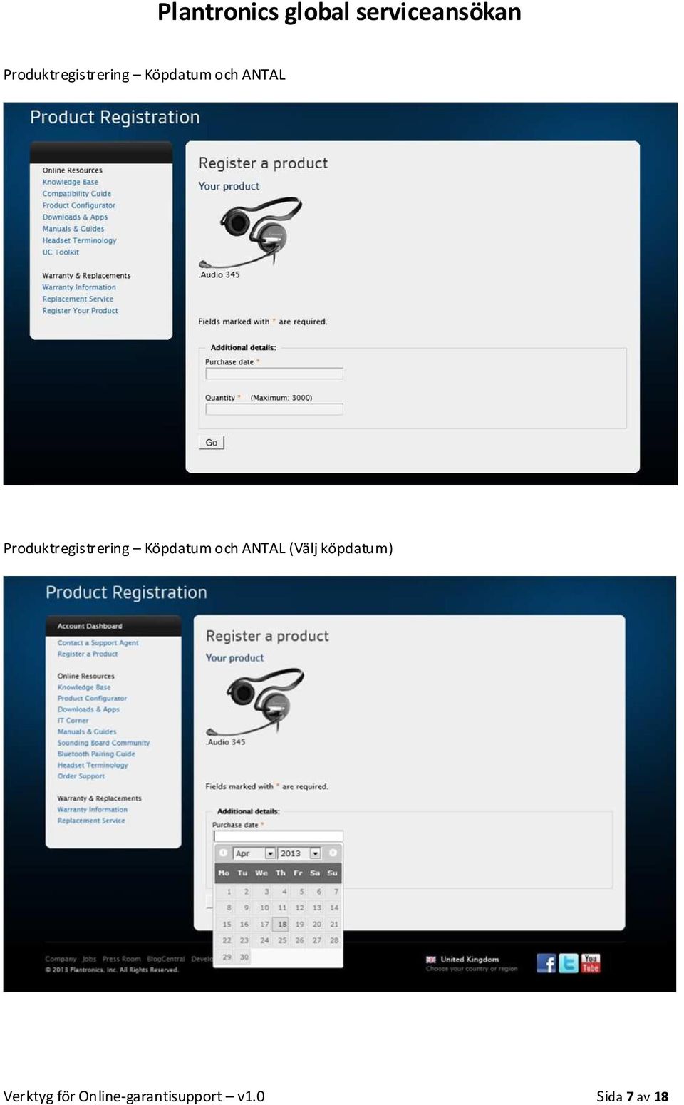 för Online-garantisupport v1.