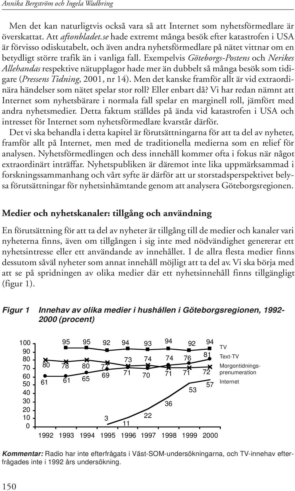 Exempelvis Göteborgs-Postens och Nerikes Allehandas respektive nätupplagor hade mer än dubbelt så många besök som tidigare (Pressens Tidning, 2001, nr 14).