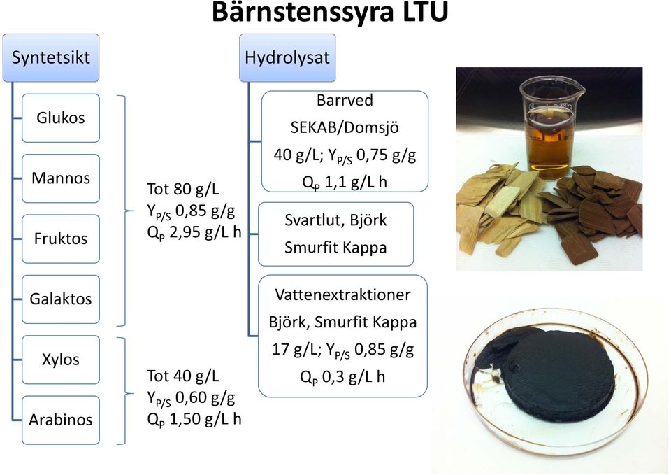 Svartlut, Björk Smurfit Kappa Galaktos Xylos Arabinos Tot 40 g/l Y P/S 0,60 g/g Q