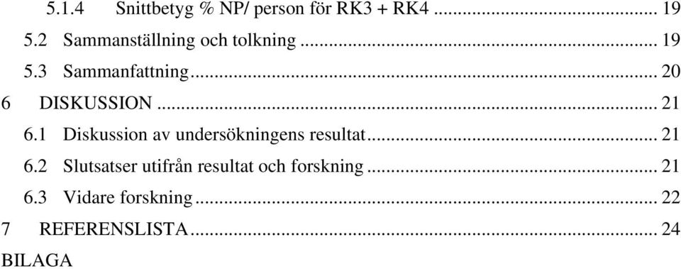 .. 21 6.1 Diskussion av undersökningens resultat... 21 6.2 Slutsatser utifrån resultat och forskning.