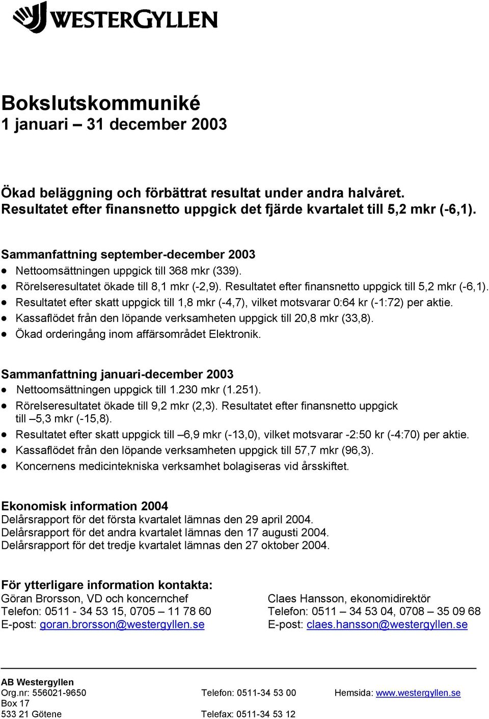 Resultatet efter skatt uppgick till 1,8 mkr (-4,7), vilket motsvarar 0:64 kr (-1:72) per aktie. Kassaflödet från den löpande verksamheten uppgick till 20,8 mkr (33,8).