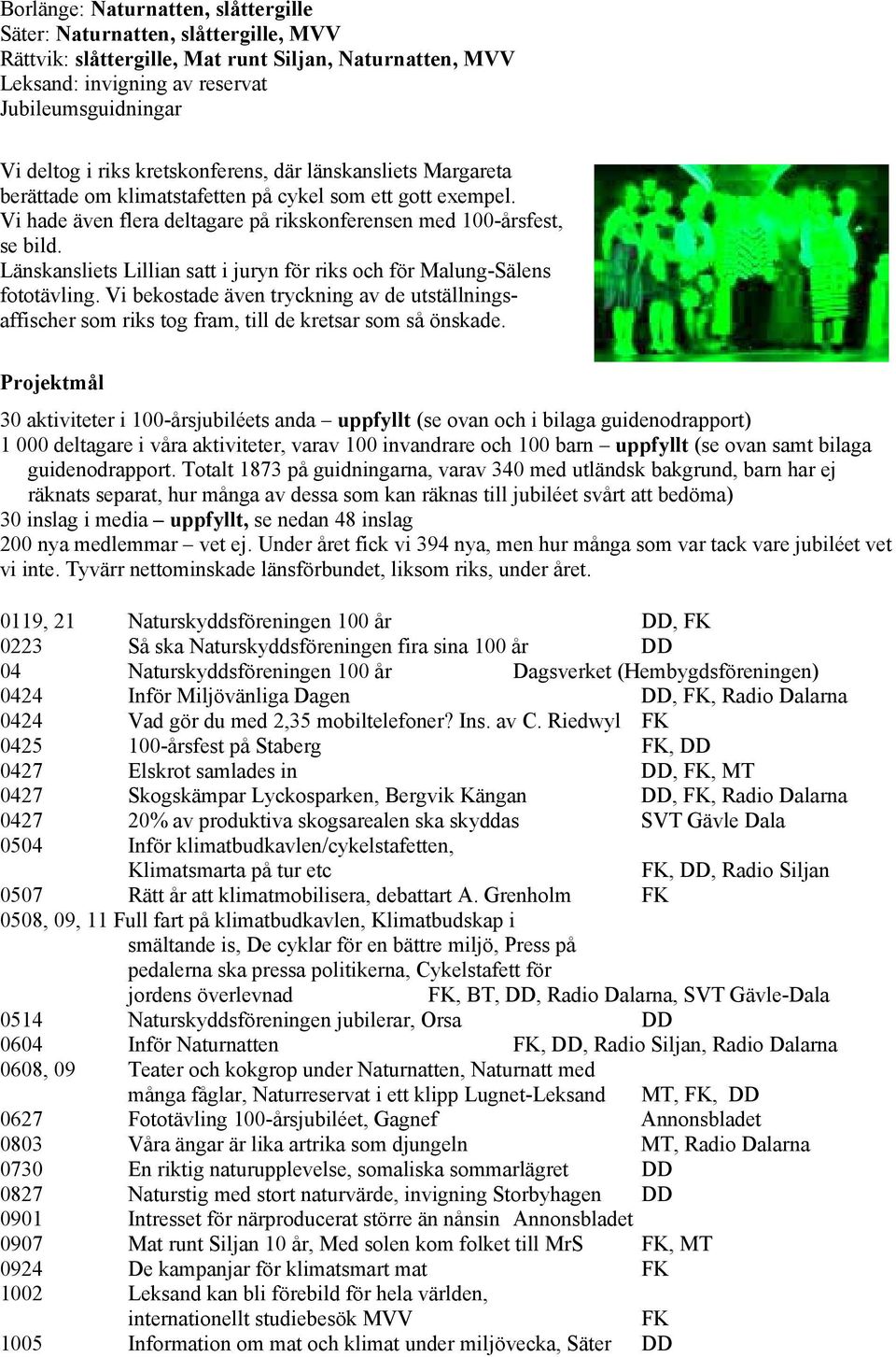 Länskansliets Lillian satt i juryn för riks och för Malung-Sälens fototävling. Vi bekostade även tryckning av de utställningsaffischer som riks tog fram, till de kretsar som så önskade.