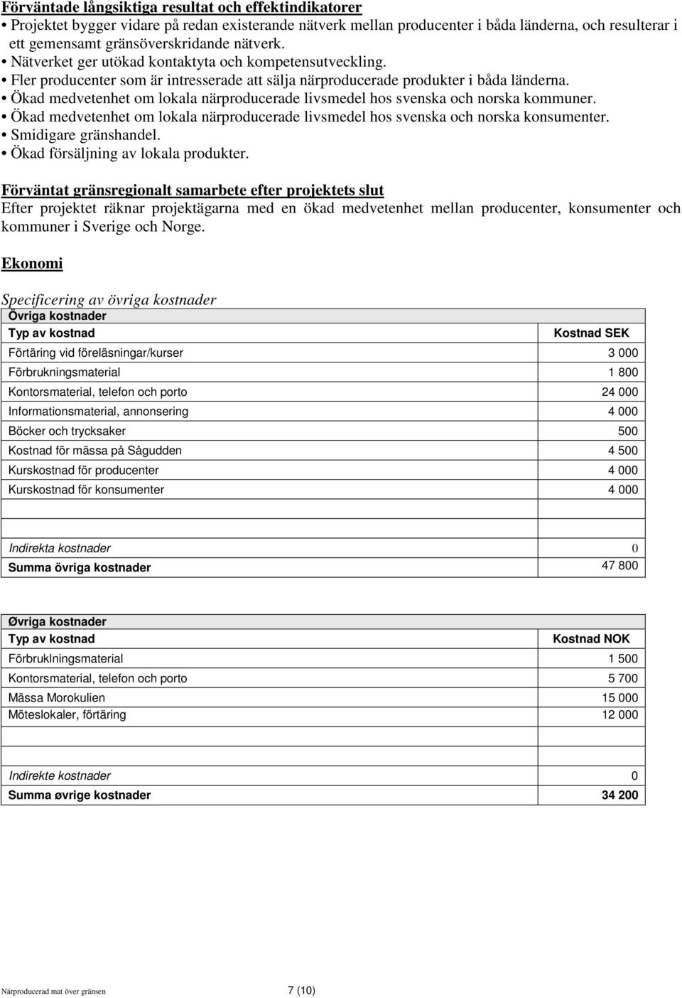 Ökad medvetenhet om lokala närproducerade livsmedel hos svenska och norska kommuner. Ökad medvetenhet om lokala närproducerade livsmedel hos svenska och norska konsumenter. Smidigare gränshandel.