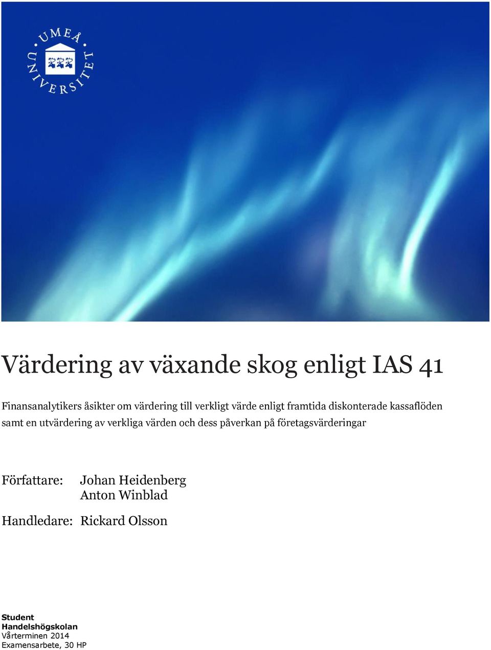 värden och dess påverkan på företagsvärderingar Författare: Johan Heidenberg Anton