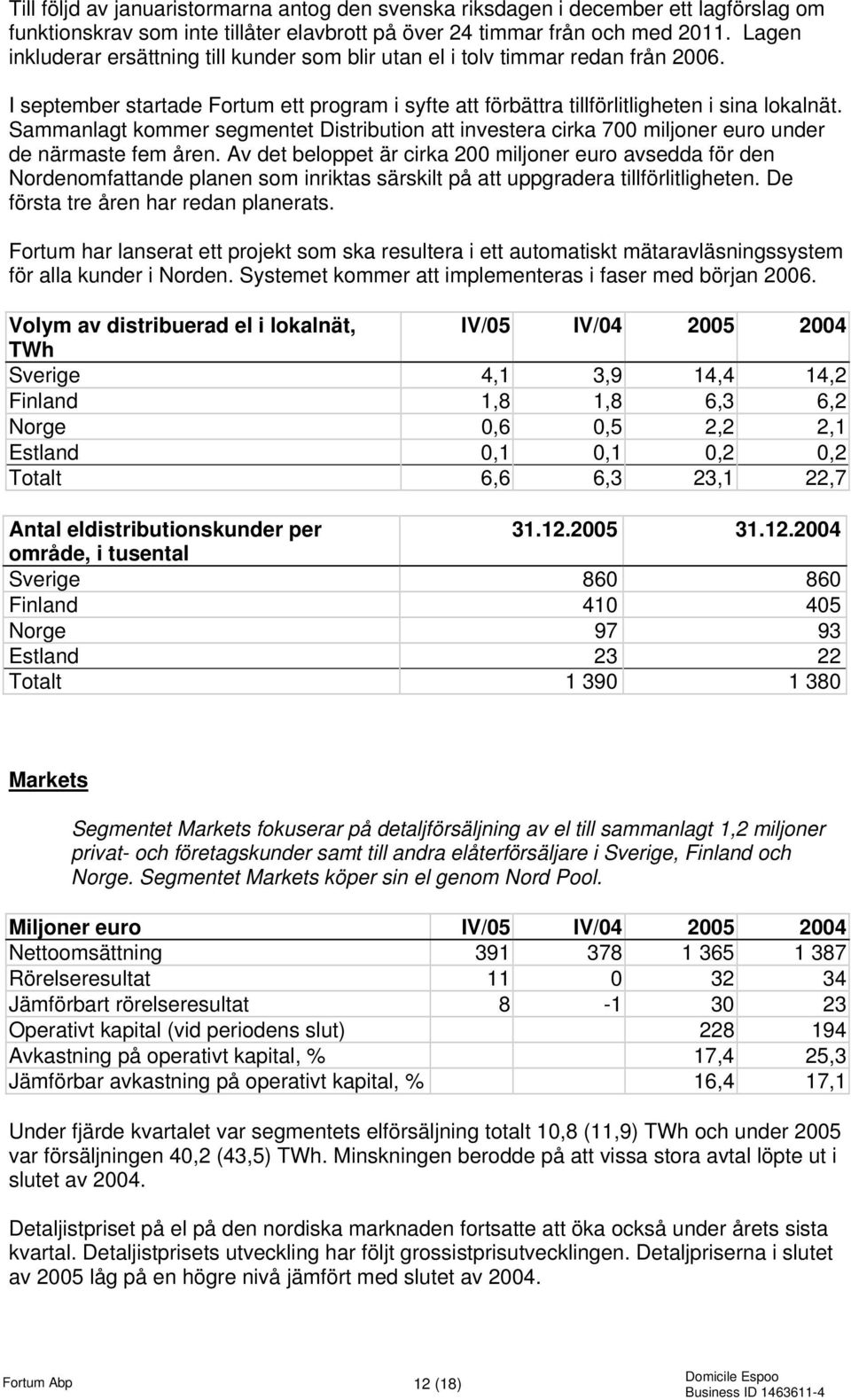 Sammanlagt kommer segmentet Distribution att investera cirka 700 miljoner euro under de närmaste fem åren.