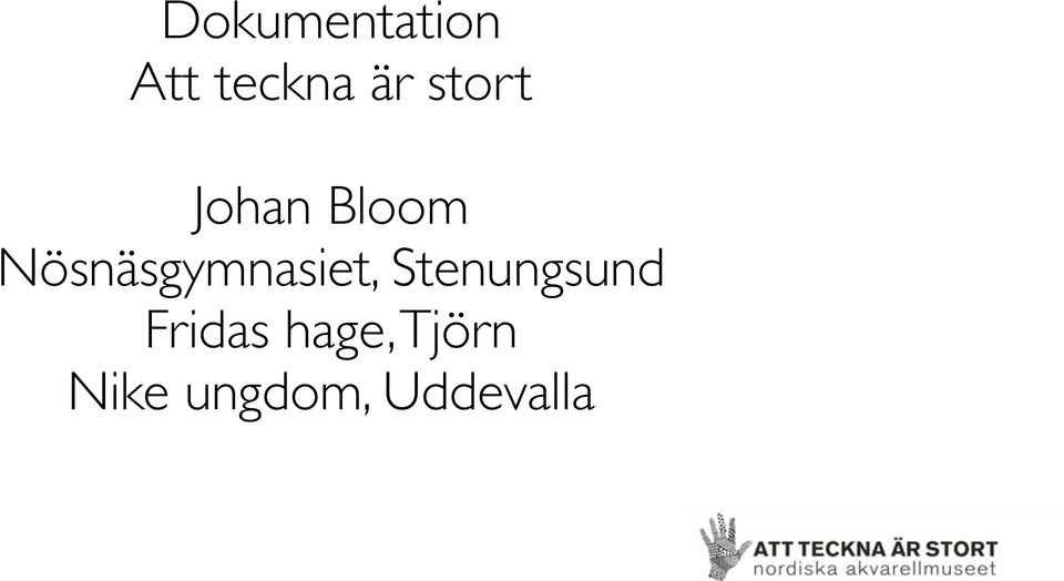 Dokumentation Att teckna är stort. Johan Bloom Nösnäsgymnasiet, Stenungsund  Fridas hage, Tjörn Nike ungdom, Uddevalla - PDF Free Download