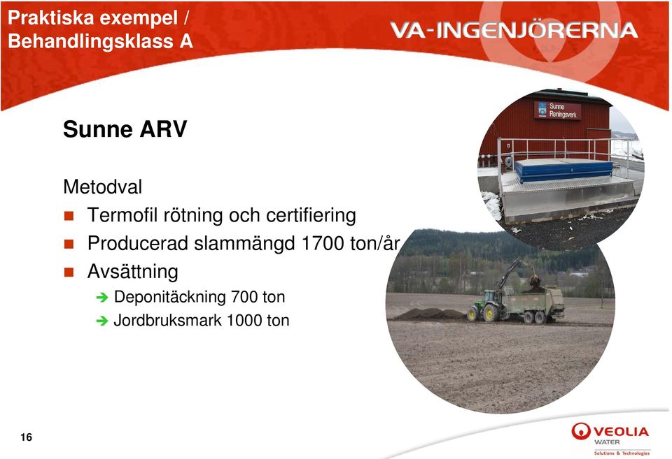 certifiering Producerad slammängd 1700 ton/år