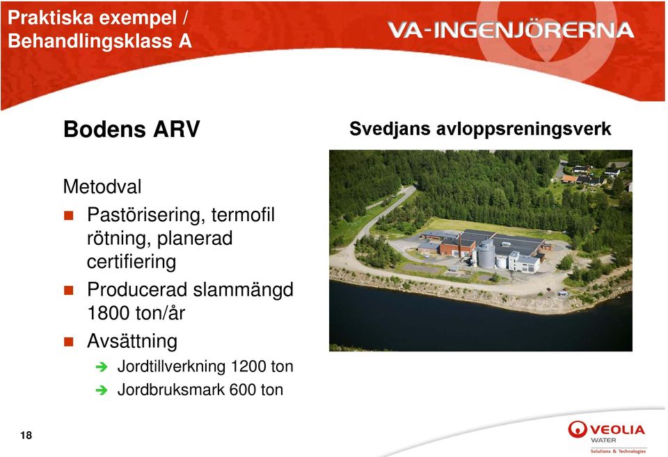 certifiering Producerad slammängd 1800 ton/år