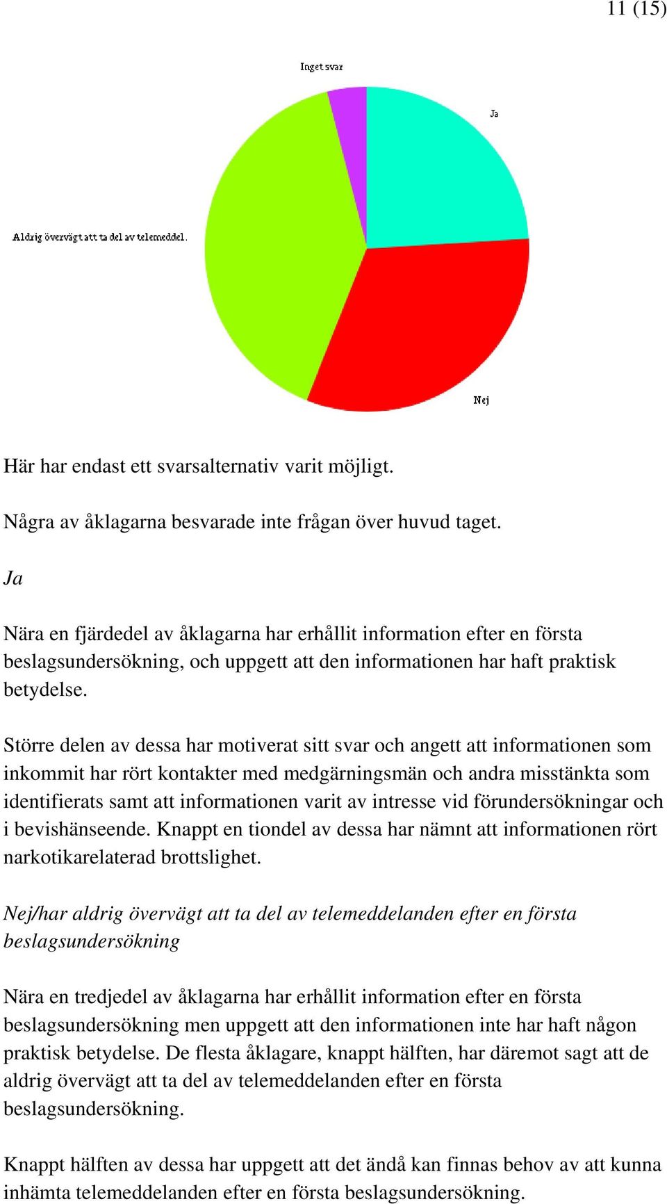 Större delen av dessa har motiverat sitt svar och angett att informationen som inkommit har rört kontakter med medgärningsmän och andra misstänkta som identifierats samt att informationen varit av