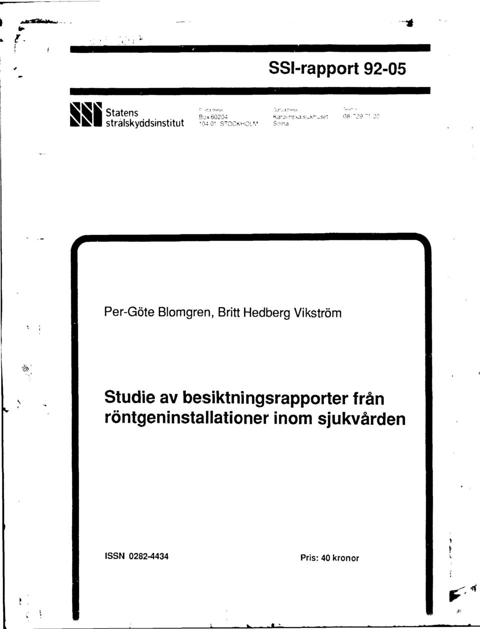 Blomgren, Britt Hedberg Vikström Studie av