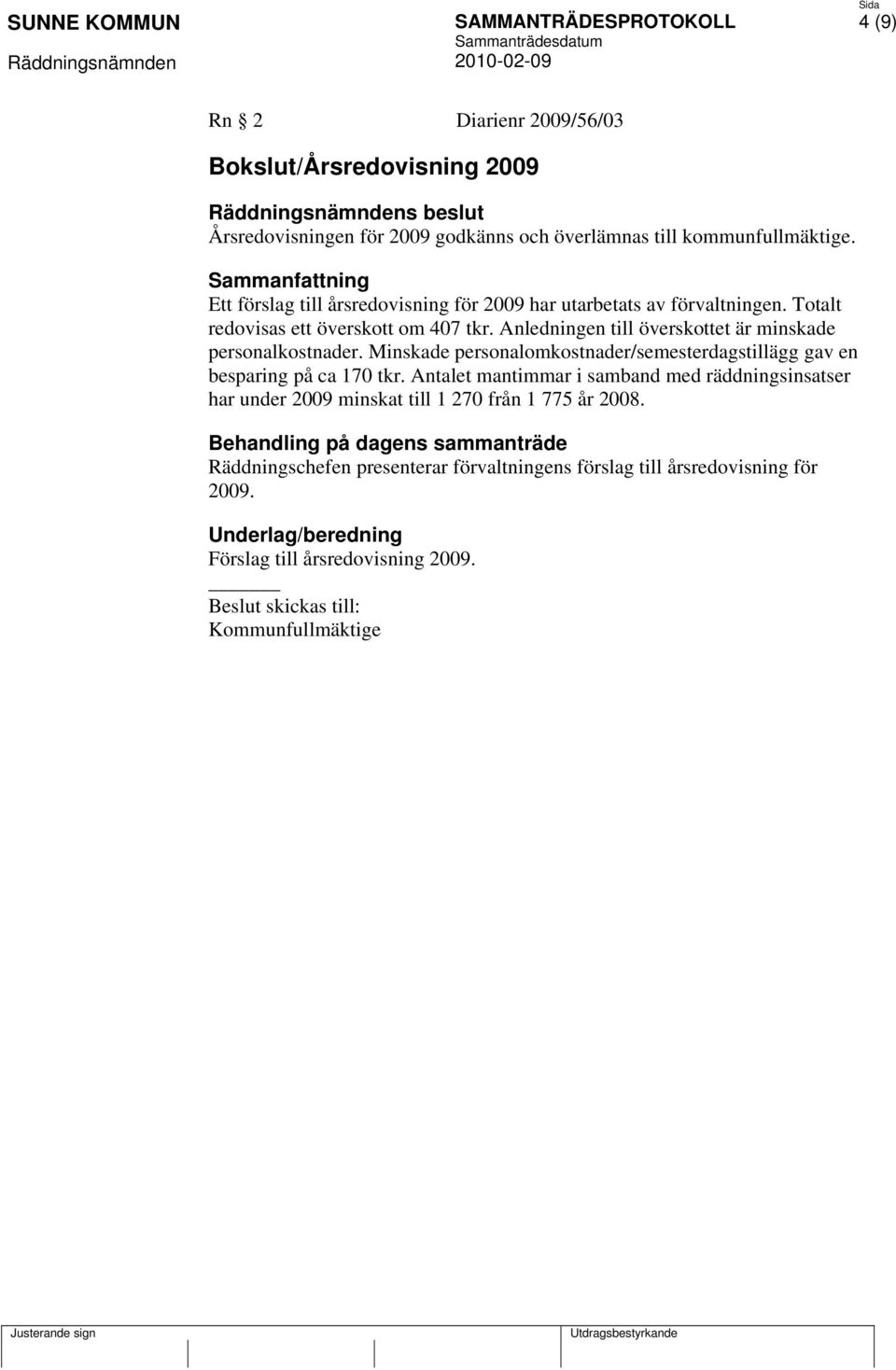 Anledningen till överskottet är minskade personalkostnader. Minskade personalomkostnader/semesterdagstillägg gav en besparing på ca 170 tkr.