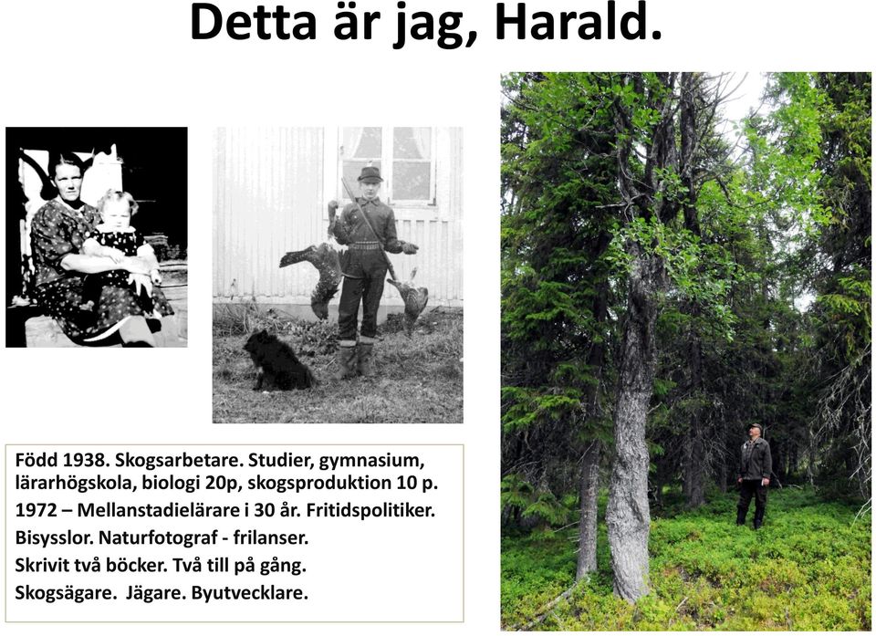 1972 Mellanstadielärare i 30 år. Fritidspolitiker. Bisysslor.