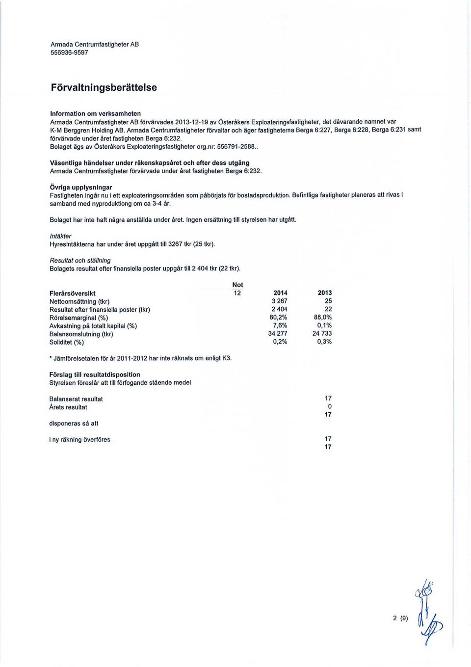 Bolaget ägs av österåkers Exploateringsfastigheter org.nr: 556791-2588.